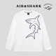 大青鯊 AIR SHARK意大利鯊魚(yú)長(cháng)袖T恤男秋季新款歐美風(fēng)高端套頭衫重磅純棉休閑上衣 白色長(cháng)袖 AIR線(xiàn)條大鯊魚(yú) XL 建議135-150斤