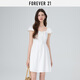 FOREVER21連衣裙女2025年夏季新款蝴蝶結(jié)綁帶方領(lǐng)高腰顯瘦A字小白裙女 白色 M