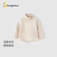 童泰（TONGTAI）寶寶打底衫春秋嬰兒衣服男女童休閑外出T恤高領(lǐng)翻領(lǐng)上衣米白90cm