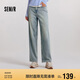 森馬（Semir）森柔牛仔|牛仔褲女抓毛寬松闊腿褲冬季女士做舊長褲103724124001A