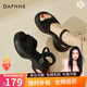 達芙妮（DAPHNE）涼鞋女外穿2024夏季新款仙女風(fēng)露趾百搭厚底女鞋一字帶軟底沙灘鞋 黑色 跟高5.5cm 37 (235mm) 標準碼