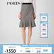 PORTS寶姿春夏新品女裝格子優(yōu)雅包臀裙魚尾半身裙LM8S005NFF029 黑色格子 XS (2)