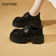 DAPHNE達(dá)芙妮女鞋厚底樂福鞋女2025夏季新款百搭黑色英倫小皮鞋增高單鞋
