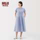 無(wú)印良品（MUJI）女式 涼感 短袖連衣裙 女裝裙子25年夏季連身裙涼感物語(yǔ) BC2LKA5S 薩克森藍 S (155/80A)