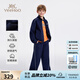 英氏（YEEHOO）男童套裝兒童衣服秋季外套褲子兩件套男孩運動休閑套裝中大童裝 星格輯光套裝-深藍(lán) 【親膚透氣】 165