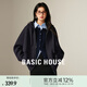 Basic House/百家好美式復(fù)古純色連帽衛(wèi)衣女秋季寬松拉鏈開衫外套 藏青 L 130-140斤