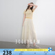 三彩2025夏季新款松緊高腰半身裙復(fù)古簡(jiǎn)約波點(diǎn)傘裙長(zhǎng)裙垂感M 米白色幾何 S 155/64A