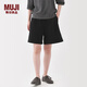 無印良品（MUJI）女式 毛圈 中褲女士褲子短褲25年女裝運動衛(wèi)褲休閑褲BB2U1A5A 黑色 XL （165/74A）