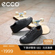 愛步（ECCO）板鞋男 軟底舒適輕盈牛皮系帶休閑鞋 柔酷537764 黑色42
