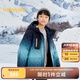 巴拉巴拉童裝兒童羽絨服男童冬季中長(zhǎng)款保暖 藍(lán)色調(diào)00388-灰鴨絨 150cm 充絨量154g
