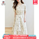 AEMAPE高端時(shí)尚碎花連衣裙女2025年夏季新款小個(gè)子雪紡衫收腰顯瘦長(cháng)裙子 杏竹葉 L 110-125斤