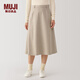 無印良品（MUJI）女式 彈力起毛 寬擺裙 長半身裙女秋冬款裙子 BE1TDC4A 米色 XL (165/74A)