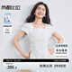 尚都比拉含棉方領(lǐng)溫柔泡泡袖連衣裙女夏季收腰顯瘦A字裙優(yōu)雅氣質(zhì)中長裙
