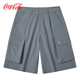 可口可樂(lè )美式高街多口袋刺繡休閑冰感工裝短褲 男女同款 森林霧 M