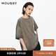 moussy【新復(fù)古回潮】 美式復(fù)古風街頭感做舊短袖T恤010HSQ90-0550 021淺黑色 均碼