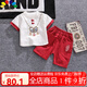 洛留云一周歲抓周唐裝周歲禮服兒童古裝男童漢服棉麻套裝唐裝女童兩件套 酒紅色【福鎖漢服】 90