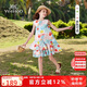英氏（YEEHOO）女童連衣裙兒童裙子中大童裝背心裙純棉田園碎花公主夏 彩色  140