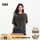 森馬（Semir）短袖T恤女中長(zhǎng)款做舊oversize夏2025蝴蝶結(jié)破洞衣服109325100036