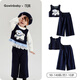 可英 GOWINBABY女童套裝學(xué)院風(fēng)2025秋季新款女孩牛仔馬甲秋裝女寶甜美可愛(ài)兩件套 藍(lán)色 130 （適合身高120cm-130cm）