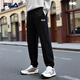 FILA 斐樂(lè )男女針織長(cháng)褲25秋季新款休閑寬松收口情侶款運動(dòng)褲加絨保暖 正黑色-BK XL 180/88A/XL