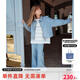 ELLE KIDS童裝  老錢(qián)風(fēng)春季女童翻領(lǐng)全棉復古水洗牛仔刺繡拉鏈外套 寶藍色 165 （M）