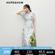 紅袖碎花連衣裙2025夏季新款女裝【海藍(lán)花嶼】收腰V領(lǐng)氣質(zhì)雪紡茶歇裙 白底藍(lán)花674 M