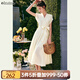 Olrain【七夕】歐芮兒法式連衣裙女夏季新款氣質(zhì)設計感顯瘦中長(cháng)款裙子 杏色 M