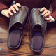京功秋冬簡(jiǎn)約皮拖鞋包頭春四季居家男女情侶地板耐磨真牛皮涼拖鞋厚底 深棕色 39-40 27號(適合)