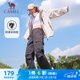 駱駝（CAMEL）直筒梭織工裝長(zhǎng)褲女防潑水百搭傘兵褲 C24CA6L6619 幻影黑 M