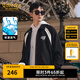 卡賓男裝 潮流拼接夾克秋新款印花寬松外套教練服時尚休 煤黑色01 XL /180/52