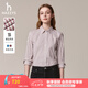 哈吉斯（HAZZYS）女裝 秋季女士襯衣條紋通勤長袖休閑襯衫女ASCSK1CCX07 酒紅色WN M (160/84A 38)
