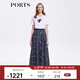 PORTS寶姿女裝春夏復(fù)古“鏡夢薔薇”印花半身裙LM8S043MPP049 丈青印花-1 M (6)