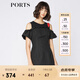 PORTS寶姿 新品女裝甜美荷葉邊裝飾提花連衣裙SA9D025GFQ036 黑色 S (4)