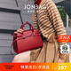 簡(jiǎn)·佰格牛皮綁帶凱莉包輕奢紅色新娘婚包通勤單肩斜挎包七夕情人節(jié)禮物