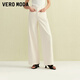 VEROMODA牛仔褲含棉復古水洗高腰闊腿褲秋季女褲子 白牛仔色 S