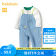巴拉巴拉兒童衣服男童春秋套裝背帶褲兩件套時(shí)尚洋氣 白藍(lán)色調(diào) 90cm