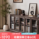 金梵 GEMPHO實(shí)木矮書(shū)柜入戶(hù)玄關(guān)柜中古客廳隔斷一體家用門(mén)口小戶(hù)型儲物置物柜三門(mén)矮柜（120*40*87cm）