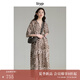 旅途原品（ltyp）格子連衣裙優(yōu)雅隨性藝術(shù)印花蝙蝠袖夏季原創(chuàng)設(shè)計感中長裙 咖色-定制手繪水彩方格子 M 160cm（現(xiàn)貨）