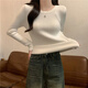 矜持范毛衣女針織衫女秋冬2025新款季圓領(lǐng)長(cháng)袖上衣修身加厚一體絨打底衫 白色-款 加絨 均碼 高彈力 70-125斤