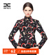 邢氏女裝  春秋小長(zhǎng)袖修身彈力女T恤打底衫 黑底花色 M 38(165/92B)