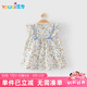 優(yōu)奇嬰兒衣服夏季女寶寶碎花小飛袖上衣公主裙兒童打底衫T恤裙子