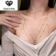 ONEVAN925純銀胸鏈身體鏈歐美bodychain性感比基尼bikini鎖骨鏈女感 金色 【身體鏈+項(xiàng)鏈】套裝 送精