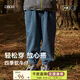 papa爬爬秋季兒童褲子束腳牛仔褲男女寶寶百搭休閑長(cháng)褲洋氣時(shí)髦褲子 中藍色 90 cm