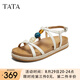 他她（TATA）七夕涼鞋女2025年夏季商場(chǎng)同款時(shí)尚百搭新款休閑鞋XSJ02BL5 米白（涼鞋款） 37