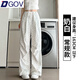 DGOV碎花工裝褲女夏季2025新款高腰寬松休閑褲子闊腿褲美式復古白色褲 奶白色【常規(guī)款】 S