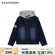 E·LAND KIDS衣戀男女童牛仔外套冬季新品撞色貼布繡外套 D/Indigo深靛藍(lán)色/57 170 cm