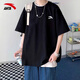 安踏短袖T恤男2025夏季新薄純棉透氣薄休閑男士青少年半袖運動(dòng)衣服飾 黑色 L /175(120-140斤）