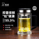 希諾抗菌玻璃杯雙層高檔車載辦公水杯男鈦杯帶手柄泡茶杯子XN-9005KT