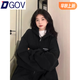 DGOV2025新款棉美式hiphop高街潮牌連帽衛衣女秋季oversize開(kāi)衫外套 黑色【棉質(zhì)薄款】（zt） M 【90-110斤】