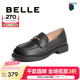 百麗（Belle）簡約上班樂福鞋女通勤平跟百搭單鞋B1983CM4 黑色 39 (245mm)